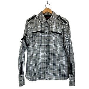 Tripp NYC Men’s Medium Goth Plaid Black/Red Checked Button Up Shirt